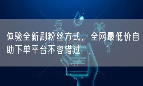 体验全新刷粉丝方式，全网最低价自助下单平台不容错过