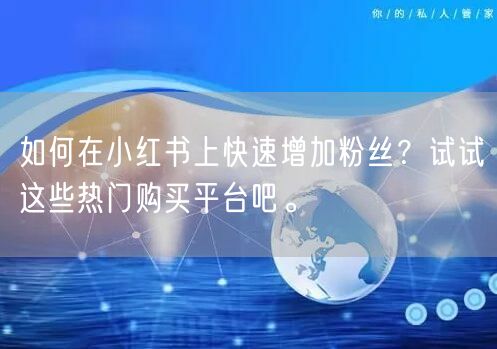 如何在小红书上快速增加粉丝?试试这些热门购买平台吧。