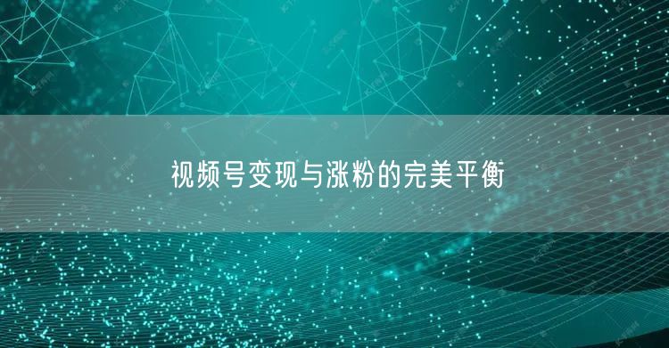 视频号变现与涨粉的完美平衡